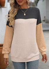 Textured Color Block Crew Neck T-shirt